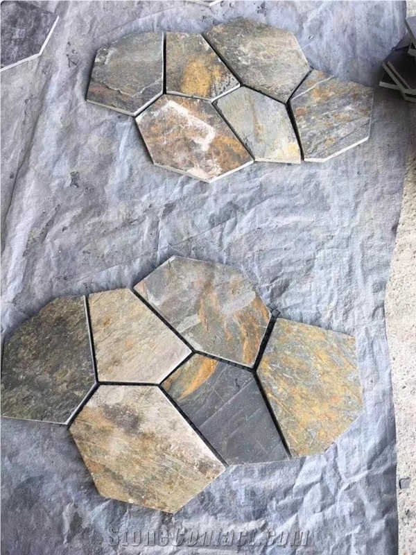 Yellow Rusty Slate Cheap Flagstone Floor Tile