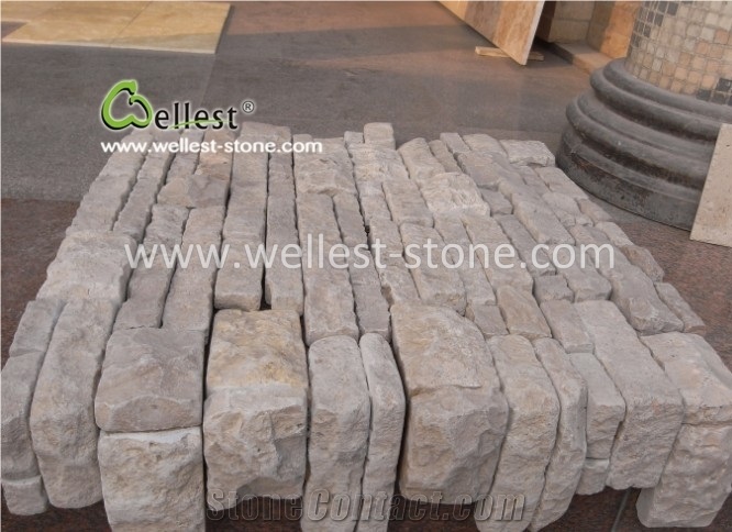 Beige Travertine Mushroom Walling Tile for Indoor Outdoor Decoration