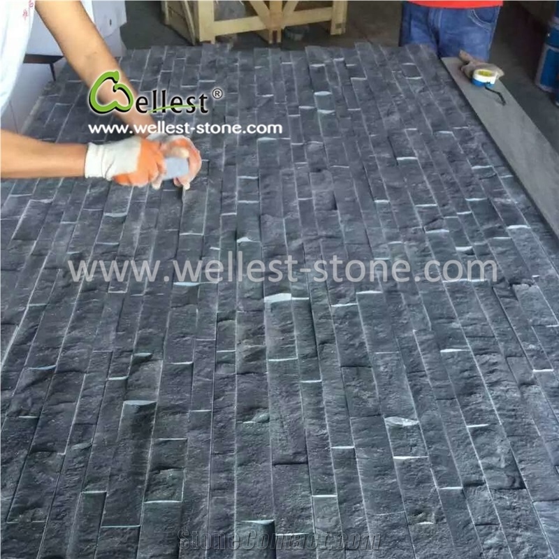 China Shaolin Black Limestone Culture Stone Veneer for Wall Covering