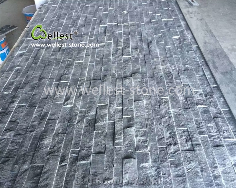 China Shaolin Black Limestone Culture Stone Veneer for Wall Covering