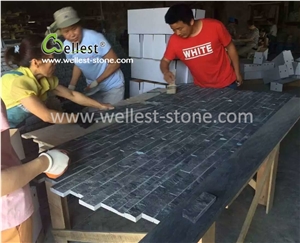 China Shaolin Black Limestone Culture Stone Veneer for Wall Covering