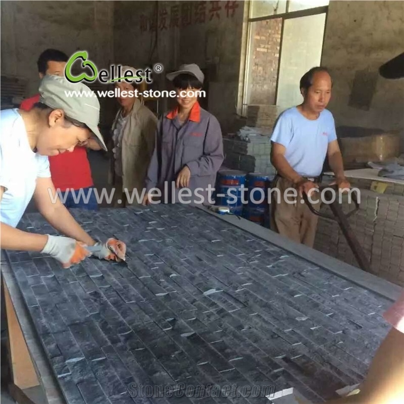 China Shaolin Black Limestone Culture Stone Veneer for Wall Covering