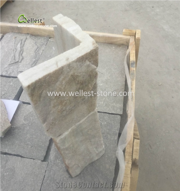 Chinese White Quartzite Mushroom Villa Garden Corner Walling Tile