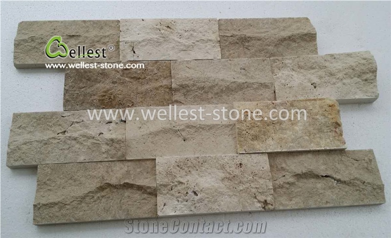 Elegant White Beige Travertine Mushroom Villa Wall Cladding Tile