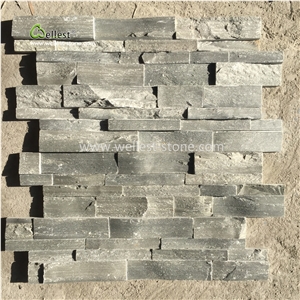 Grayish Green Slate Walling Culture Stone Veneer with Adhesive Base