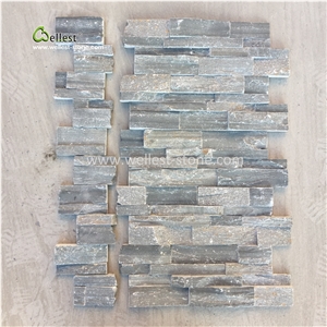 Grayish Green Slate Walling Culture Stone Veneer with Adhesive Base