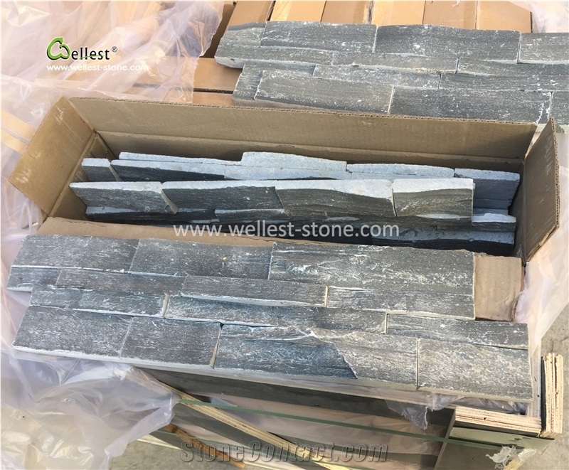 Grayish Green Slate Walling Culture Stone Veneer with Adhesive Base