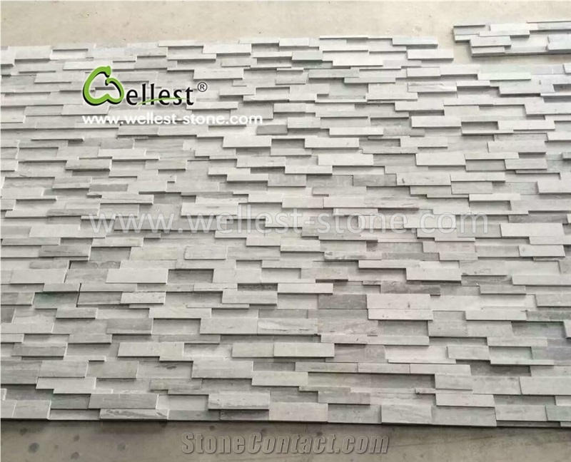 Grey Blue Wood Grain Marble Culture Stone Veneer for Feature Wall