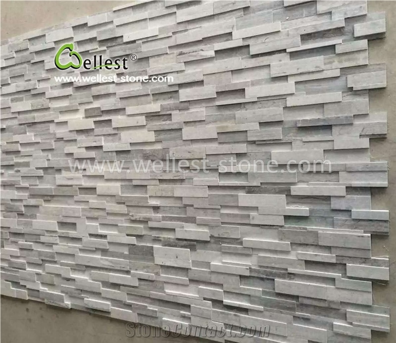 Grey Blue Wood Grain Marble Culture Stone Veneer for Feature Wall