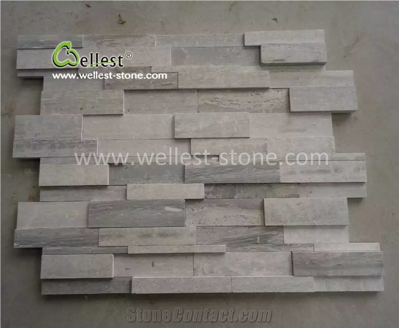 Grey Blue Wood Grain Marble Culture Stone Veneer for Feature Wall