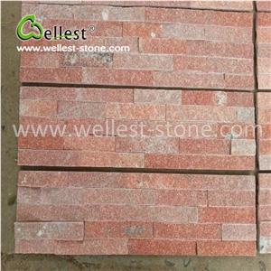 Red & Pink Quartzite Culture Stone Veneer for Villa Wall Covering