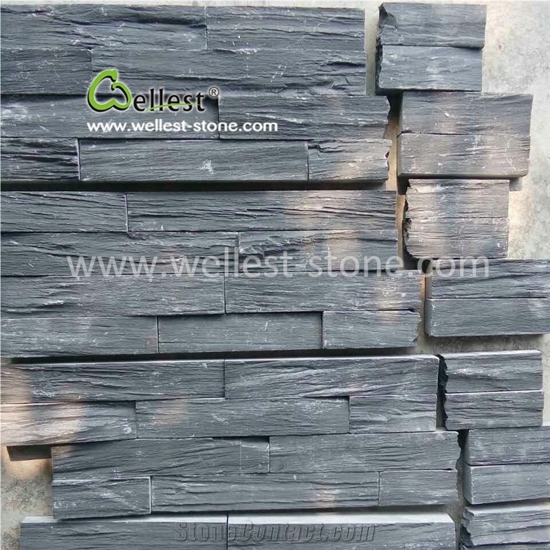 Unique Black Slate Culture Stone Veneer for Wall Corner Siding