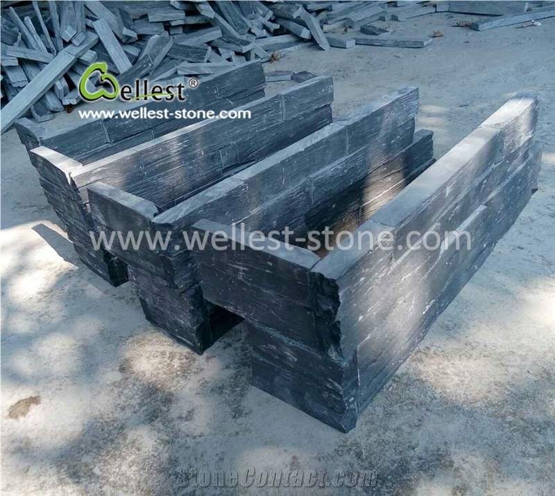 Unique Black Slate Culture Stone Veneer for Wall Corner Siding
