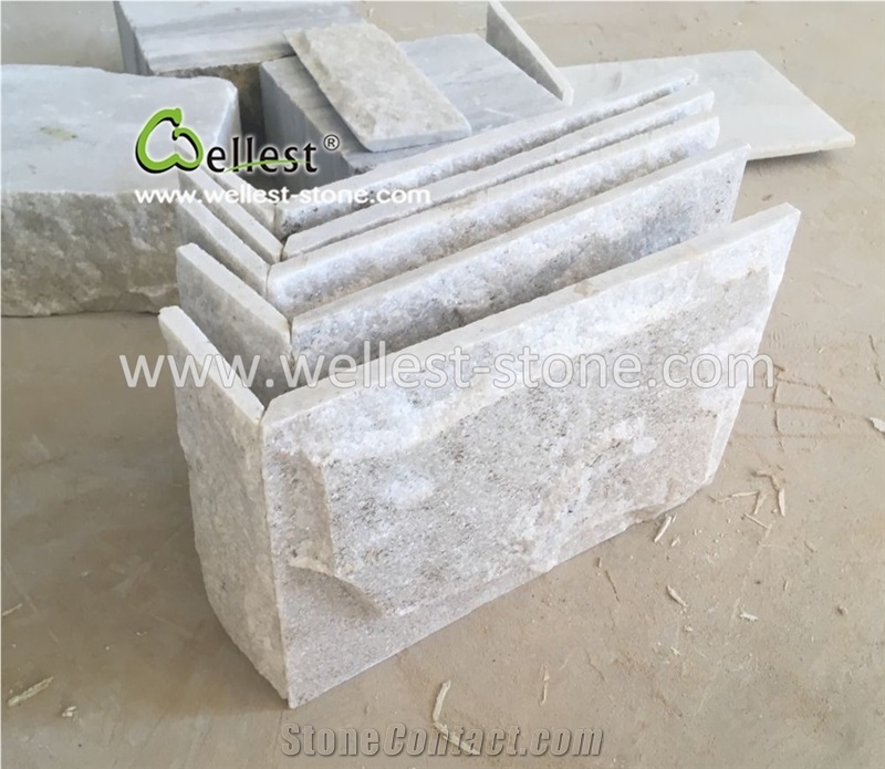 White & Beige Quartzite Mushroom Stone for Villa Garden Wall Cladding