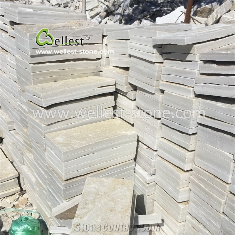 White & Beige Quartzite Mushroom Stone for Villa Garden Wall Cladding