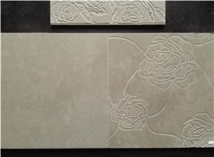 Niya Grey Limestone Polished Etching & Engraved Wall Tiles -Peony