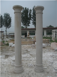 Solid Full Round Beige Limestone Column in Simple Design