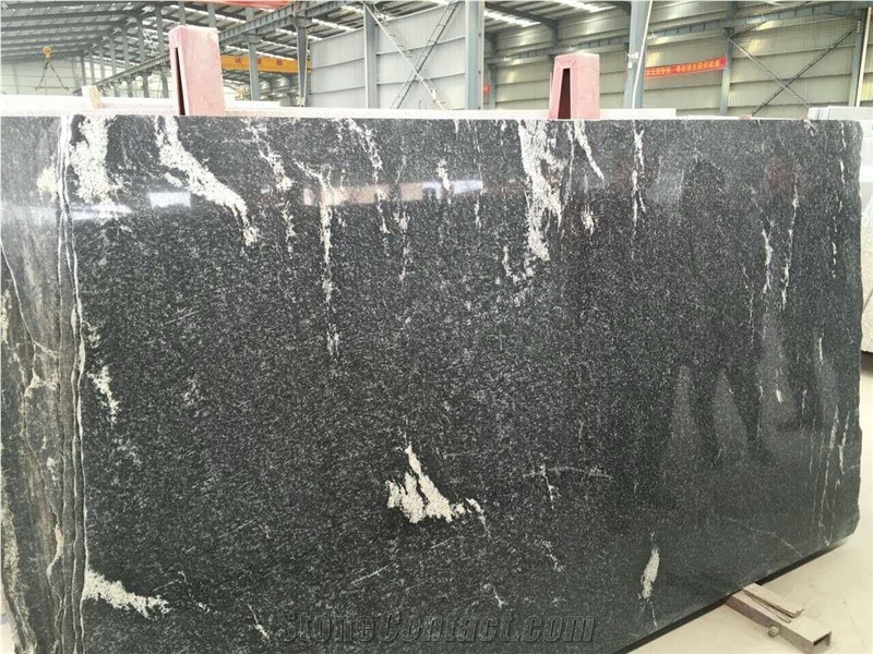 China Jet Mist Black Snow Flake /Snow Leopard Granite Slabs& Tiles