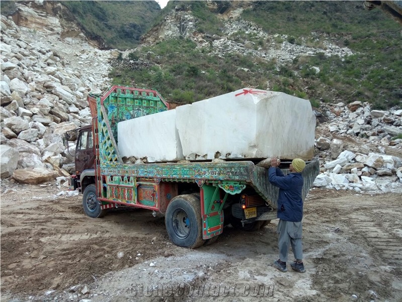 Temple White Marble Block, Pakistan White Marble
