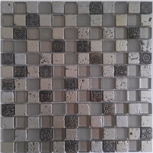 Bda Series Silver Glass,Resin,Stone Mosaic Tile Bda Series Silver Glass,Resin,Stone Mosaic Tile