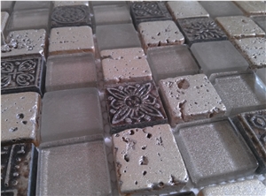 Bda Series Silver Glass,Resin,Stone Mosaic Tile