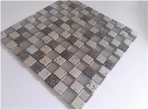 Bda Series Silver Glass,Resin,Stone Mosaic Tile