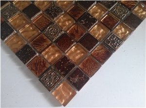 Bda Series Travertine Mix Foil Glass Mosaic Tile