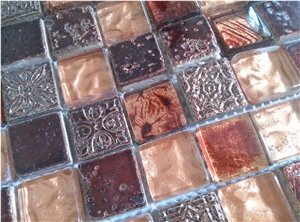 Bda Series Travertine Mix Foil Glass Mosaic Tile
