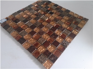 Bda Series Travertine Mix Foil Glass Mosaic Tile