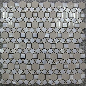 Flower Pattern Shell Mix Marble Mosaic Tile
