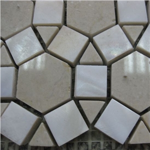 Flower Pattern Shell Mix Marble Mosaic Tile