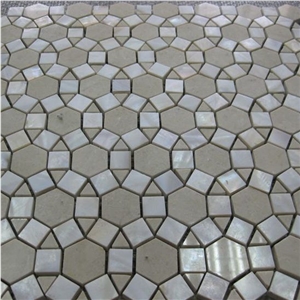 Flower Pattern Shell Mix Marble Mosaic Tile