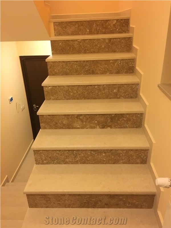 Vratza Beige Limestone Stairs & Steps