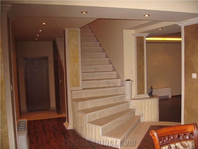 Vratza Beige Limestone Stairs & Steps