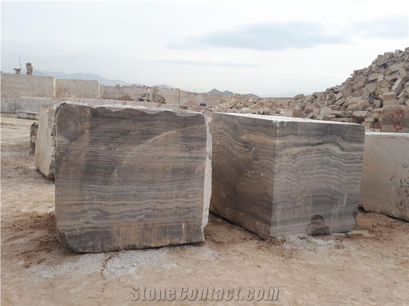 Persian Silver Travertine Block, Iran Grey Travertine