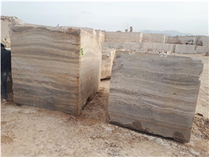 Persian Silver Travertine Block, Iran Grey Travertine