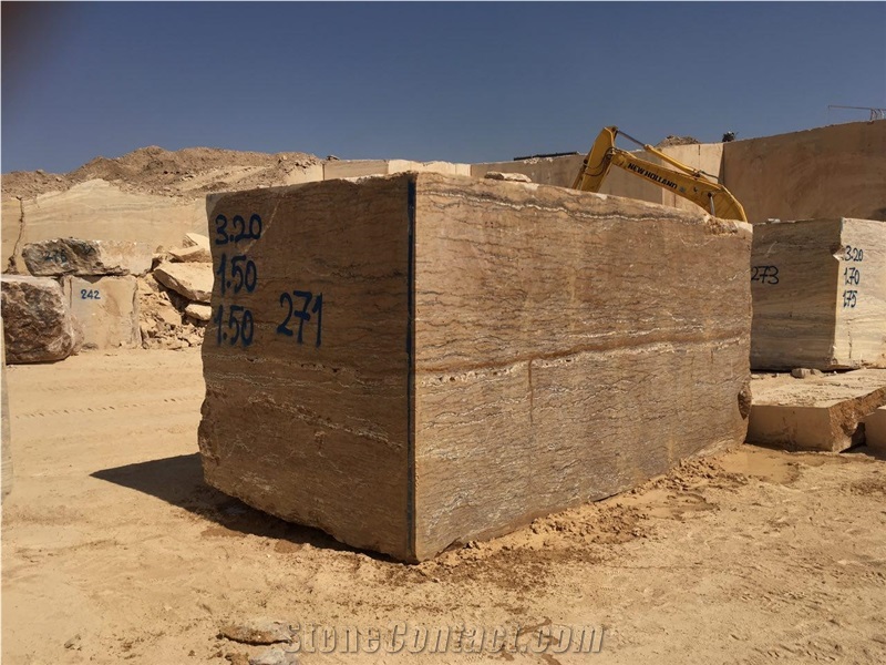 Walnut Travertine Block, Iran Brown Travertine