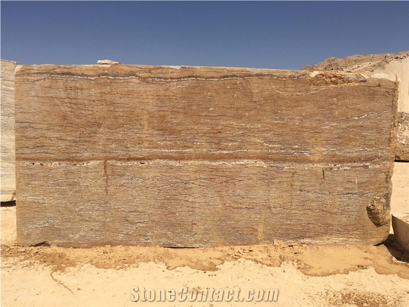 Walnut Travertine Block, Iran Brown Travertine