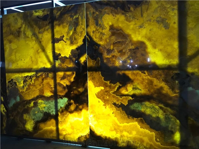 Amber Onyx/ Orange Onyx Book Matched Slab