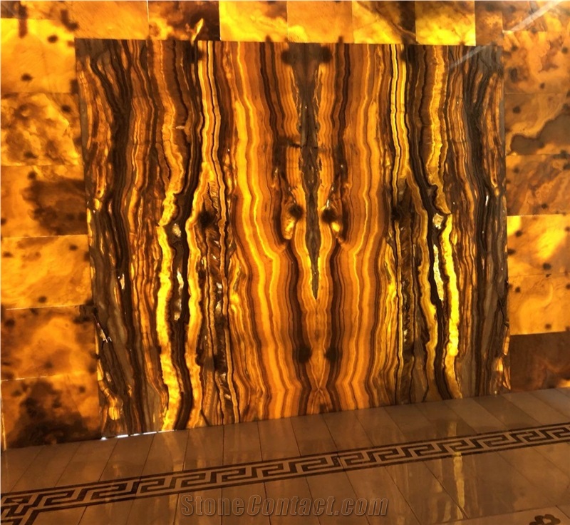 Amber Onyx/ Orange Onyx Book Matched Slab