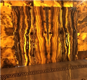 Amber Onyx/ Orange Onyx Book Matched Slab
