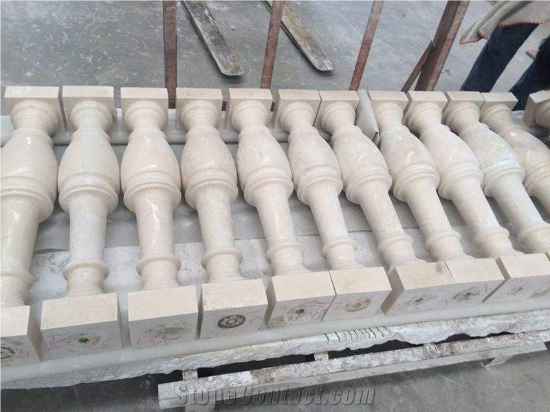 Beige Cream Marble Balustrade & Railings, Beige Cream Marble Banister