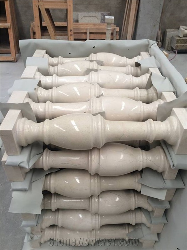 Beige Cream Marble Balustrade & Railings, Beige Cream Marble Banister