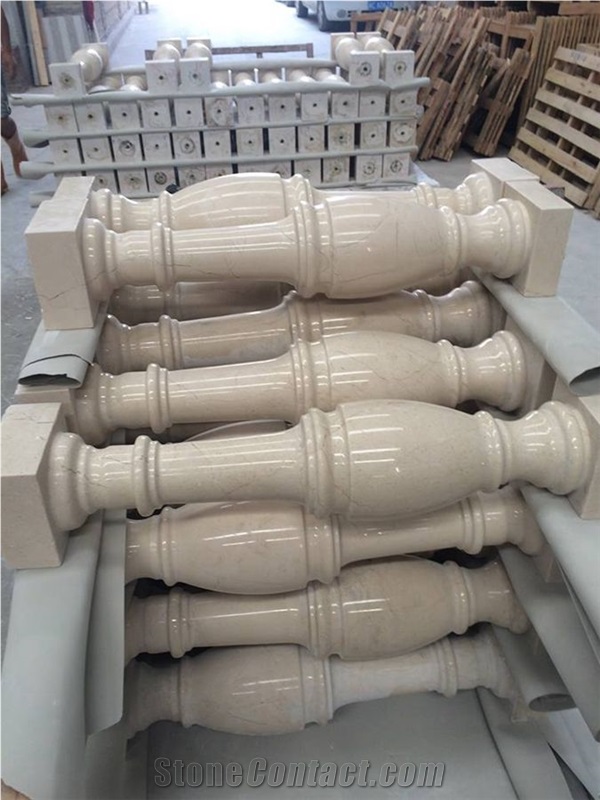 Beige Cream Marble Balustrade & Railings, Beige Cream Marble Banister