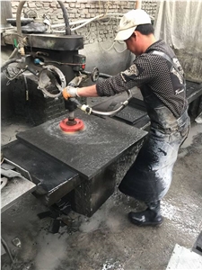 China Black Basalt Tiles Flamed, Mongolia Black Flamed Basalt Tiles