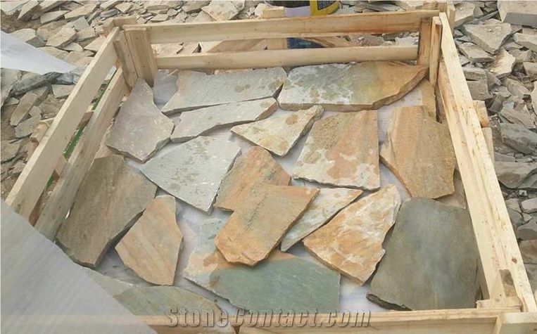 Rusty Slate Crazy Paving,Slate Paving on Mesh, Random Flag Stone