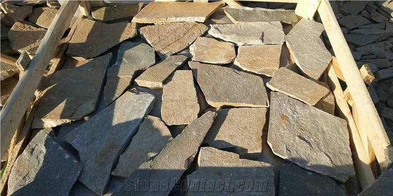 Rusty Slate Crazy Paving,Slate Paving on Mesh, Random Flag Stone