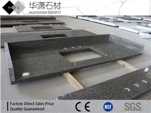 Artificial Quartz Customize Vanity Top Grey Color with Shine Veins