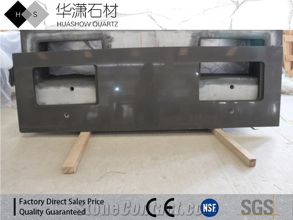 Customized Quartz Countertop Dark Grey Color
