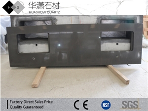 Customized Quartz Countertop Dark Grey Color
